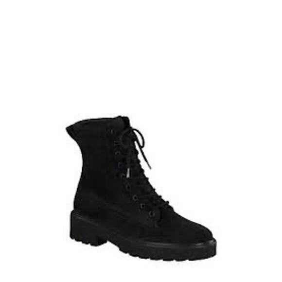 Paul Green Women's Jackson Black Suede Lug Sole Combat Boots Size 9 1/2 - Picture 1 of 9